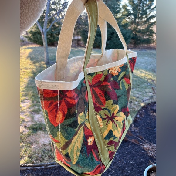 Vintage 90s LLbean boat and tote foliage floral leaves made in USA purse bag - Picture 5 of 15